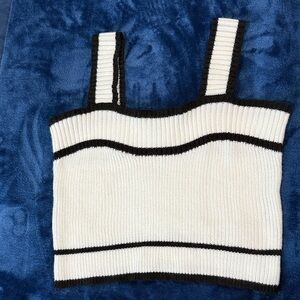 Black and White Knit Crop Top